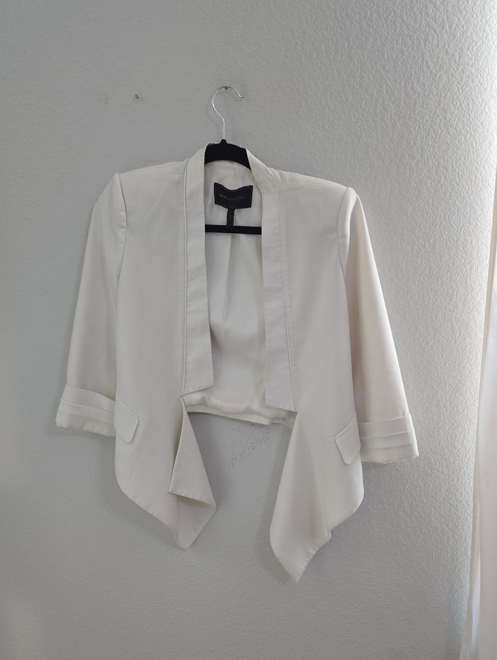 BCBGMaxAzria Cream Draped Open-Front Tuxedo Blazer